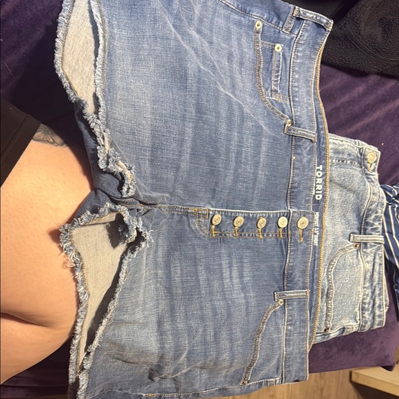 torrid Pants - Torrid Light Blue Denim Shorts with Button Accents